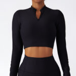 Stand Collar Zipper Long Sleeve Yoga Wear Women Quick Dry Tops - Image 7