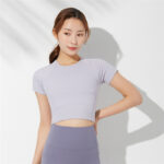 Autumn New Yoga Wear Blouse Sports Tights Short-sleeved T-shirt For Women - Image 10