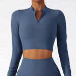 Stand Collar Zipper Long Sleeve Yoga Wear Women Quick Dry Tops - Image 5